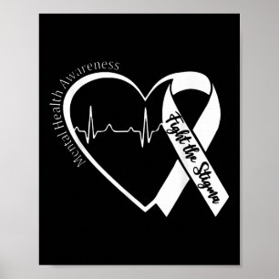Poster Sensibilização Para A Saúde Mental Coração Combate
