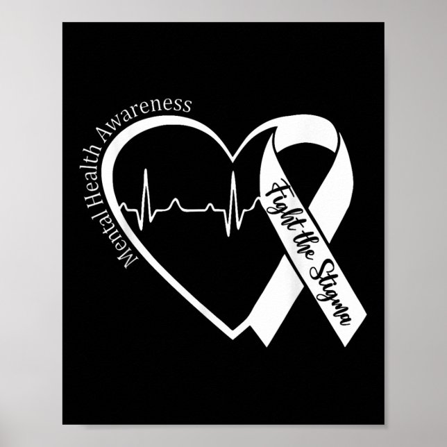 Poster Sensibilização Para A Saúde Mental Coração Combate (Frente)