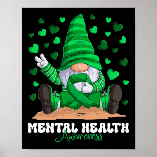 Poster Sensibilização para a saúde mental Mês Gnomo Verde