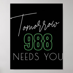 Poster Sensibilização para o Suicídio 988 - Prevenção do 