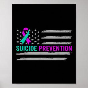 Poster Sensibilização para o suicídio Usa Bandeira Americ