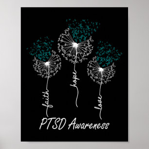 Poster Sensibilização Ptsd Fé Esperança Ama Dandelion