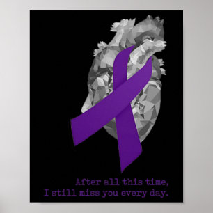 Poster Sensibilização Purple Ribbon Heart Miss Você