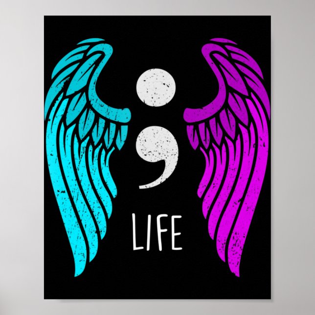 Poster Sensibilização Suicida - Anjo Semi Colon Life (Frente)