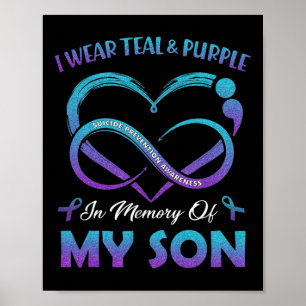 Poster Sensibilização Suicida Eu Visto Teal E Roxo Na Mem
