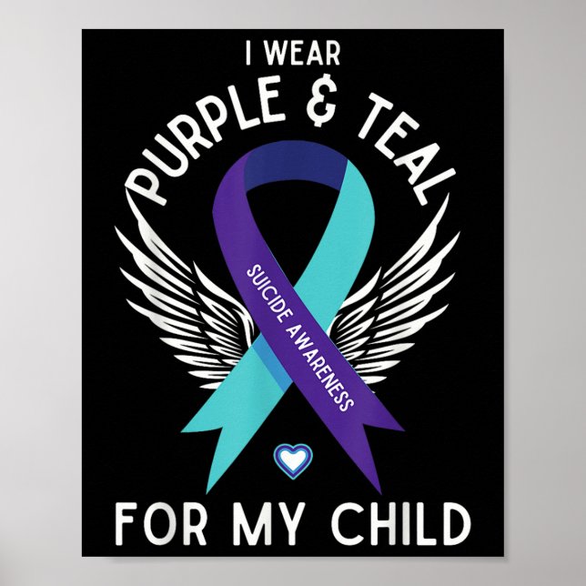 Poster Sensibilização Suicida Eu Visto Teal E Roxo Para M (Frente)