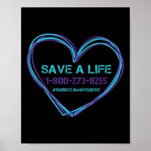 Poster Sensibilização Suicida Salva Uma Vida Teal Roxo Am