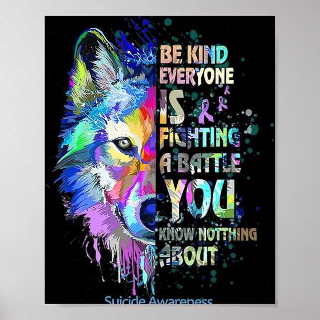 Poster Sensibilização Suicida Seja gentil Todos Estão Lut (Frente)