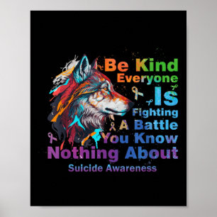 Poster Sensibilização Suicida Seja gentil Todos Estão Lut