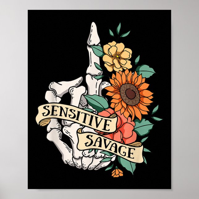 Poster Sensitive Savage Flower Skeleton Dead Inside Motiv (Frente)