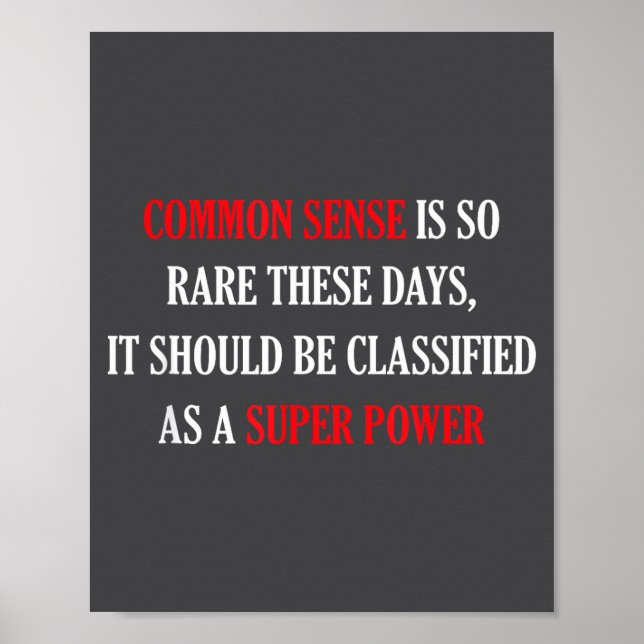 Poster Senso Comum É Tão Raro Engraçado Sarcástico  (Frente)