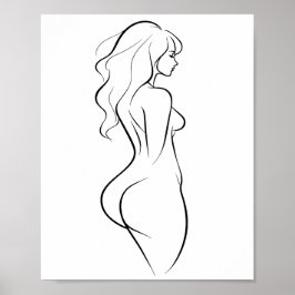 Poster Sensual Woman Body Line Art Minimalist Sketch