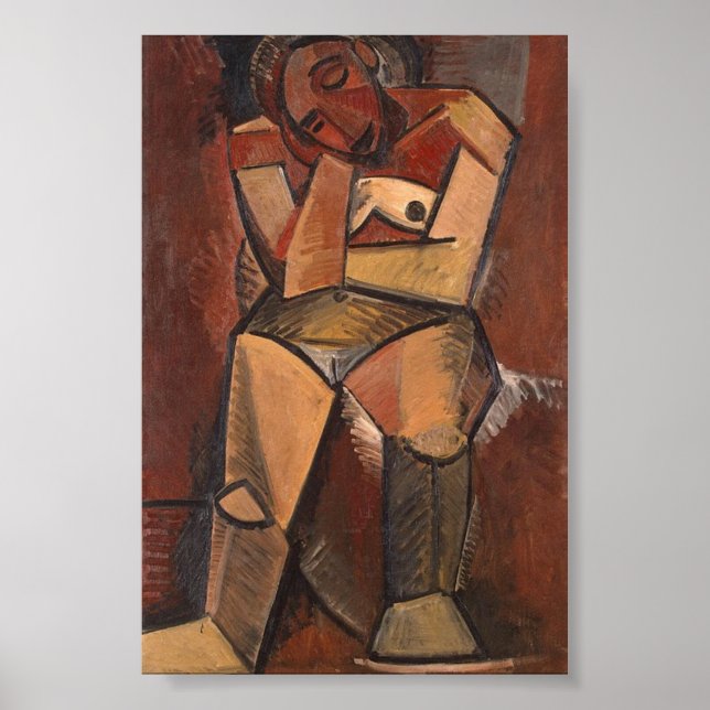 Poster Sentada mulher por Pablo Picasso (1908) (Frente)
