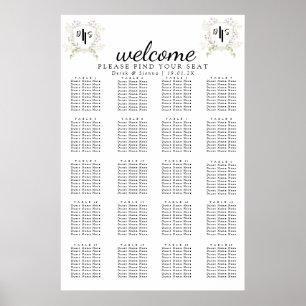 Poster Sentado de Casamento de Crest Crest, Dusky Wildflo
