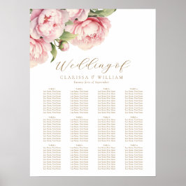Poster Sentado Dourado de Casamento Branco Elegante Blush