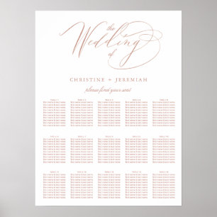 Poster Sentado Dourado de Casamento com Rosa Branca Elega