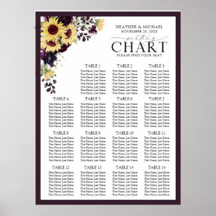 Poster Sentado Elegante Para Recepção De Girassol Púrpura