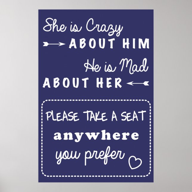 Pôster Sente-se, sinal de casamento (Frente)