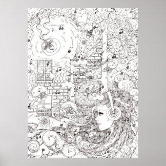 Poster Sentei perto do Oceano - ilustração