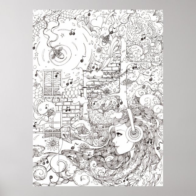 Poster Sentei perto do Oceano - ilustração (Frente)