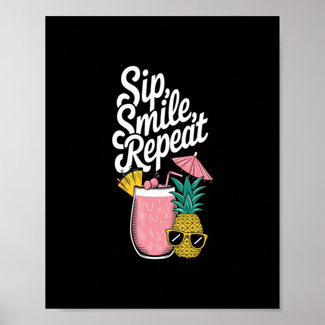 Poster Sentimento de Ilha Sorriso de Bebida Repita Divers (Frente)