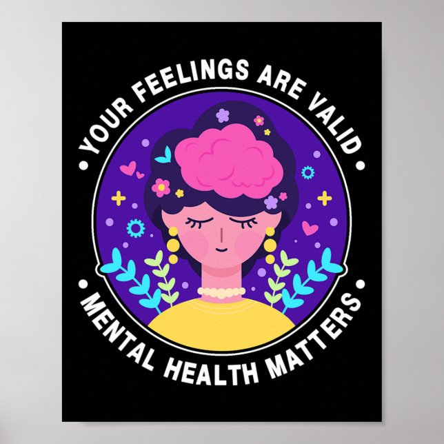 Poster Sentimentos São Válidos Mental Saúde Consciência M (Frente)