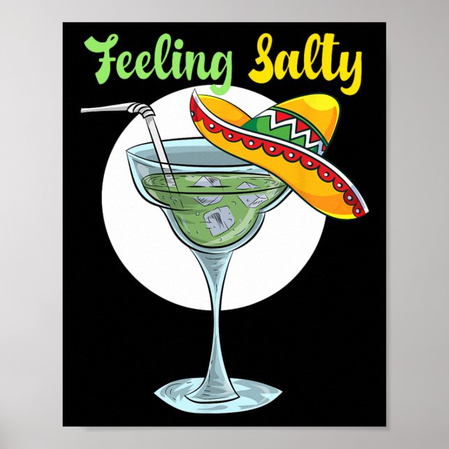 Poster Sentindo Salgado Engraçado Margarita Bebendo Mexic (Frente)
