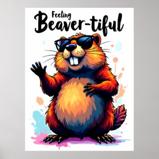 Poster Sentindo-se bonito - Gráfico engraçado do castor