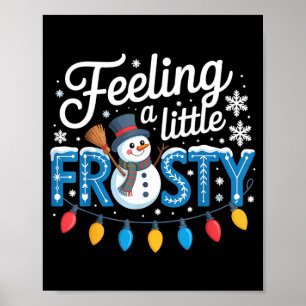 Poster Sentindo um Pouco Gelado Cute Retro Boneco de Neve