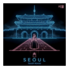 Pôster Seoul Hanbok- Gyeongbokgung Palace-South Korea