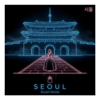 Pôster Seoul Hanbok- Gyeongbokgung Palace-South Korea