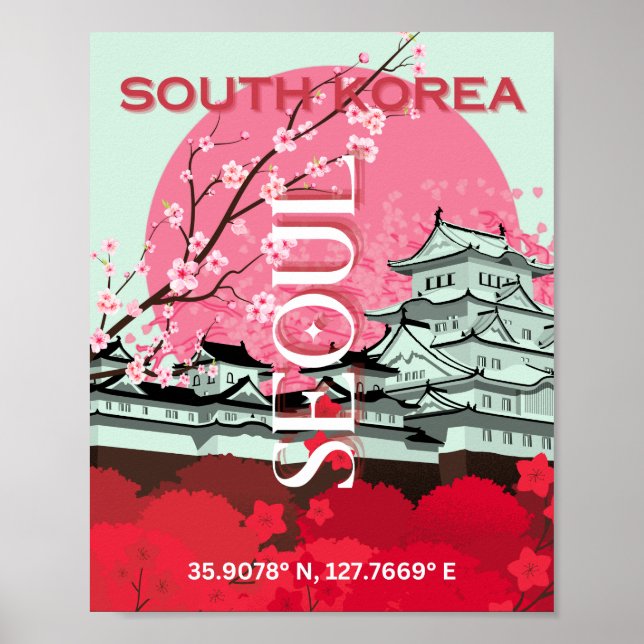 Poster Seoul South Korea Viagem Art (Frente)