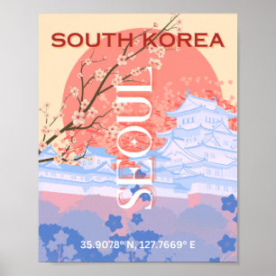 Poster Seoul South Korea Viagem Art, Pastel