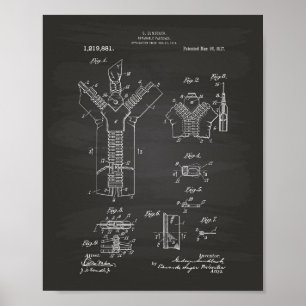Poster Separable Fastener 1917 Patent Art Chalkboard