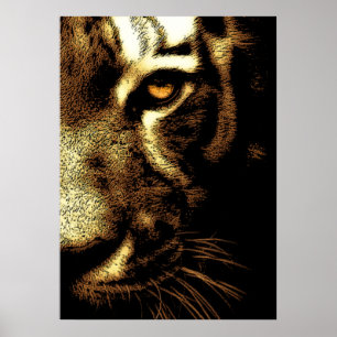 Poster Sepia Brown Sumatran Borneo Tiger Eye