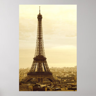 Poster sepia da torre eiffel