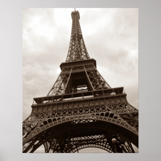 Poster Sepia Eiffel Torre Paris (Frente)