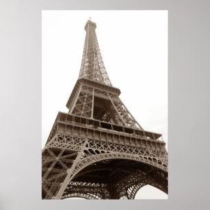 Poster Sepia Eiffel Torre Paris Romance