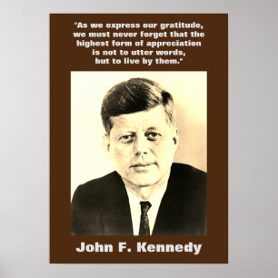 Poster Sepia JFK John F. Kennedy Citação Motivacional