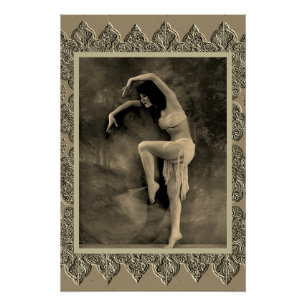 Pôster Sepia Poster com Vintage Dancer Kyra