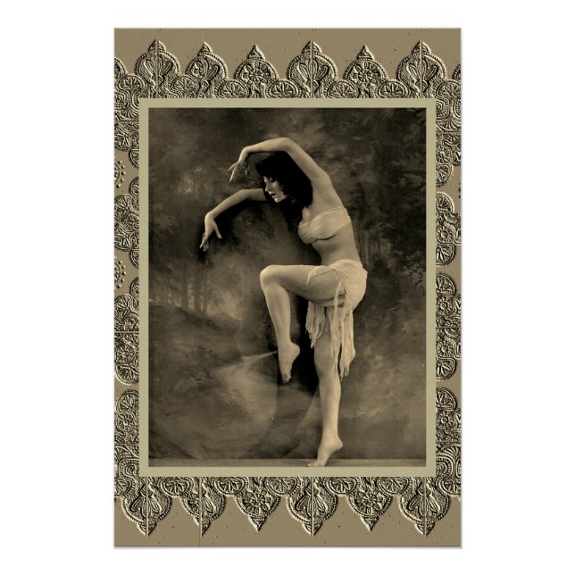 Pôster Sepia Poster com Vintage Dancer Kyra (Frente)