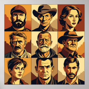 Poster Sepia Tonelou Retratos Rurais