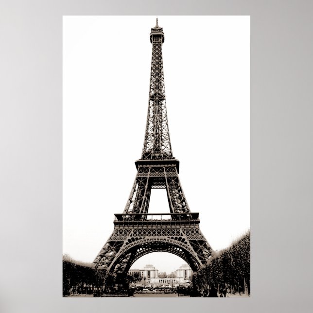 Poster Sepia Vintage Torre Eiffel Viagem Paris (Frente)