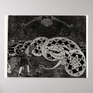 Pôster Seppo Llmarinen que Ploughing o campo dos cobras