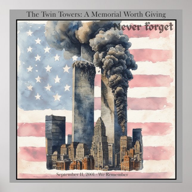 Poster September 11 Twin Towers Memorial Wall Art  (Frente)