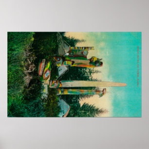 Poster Sepulturas e Totems indianos em Alaska StateState