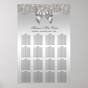 Poster Sequins e carta de prata do assento do casamento