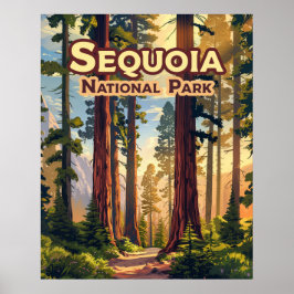 Poster Sequoia National Park California Tree Retro