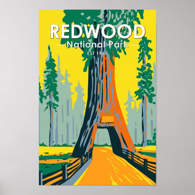 Poster Sequwood National Park Chandelier Tree Vintage (Frente)