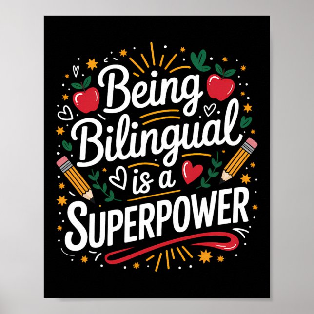 Poster Ser Bilingue é Meu Superpoder Professor de ESL Esc (Frente)